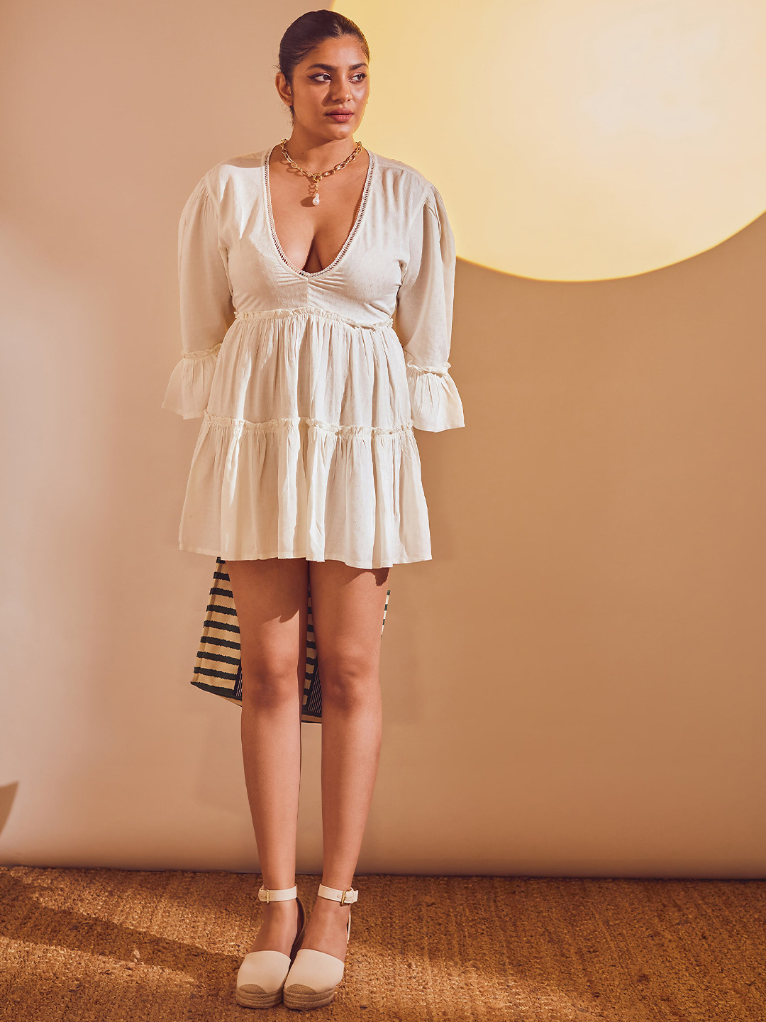 THE CLOTHING FACTORY Off White Mini Dress