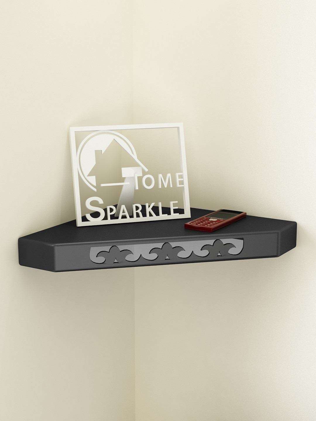 Home Sparkle Black Corner Wall Shelf