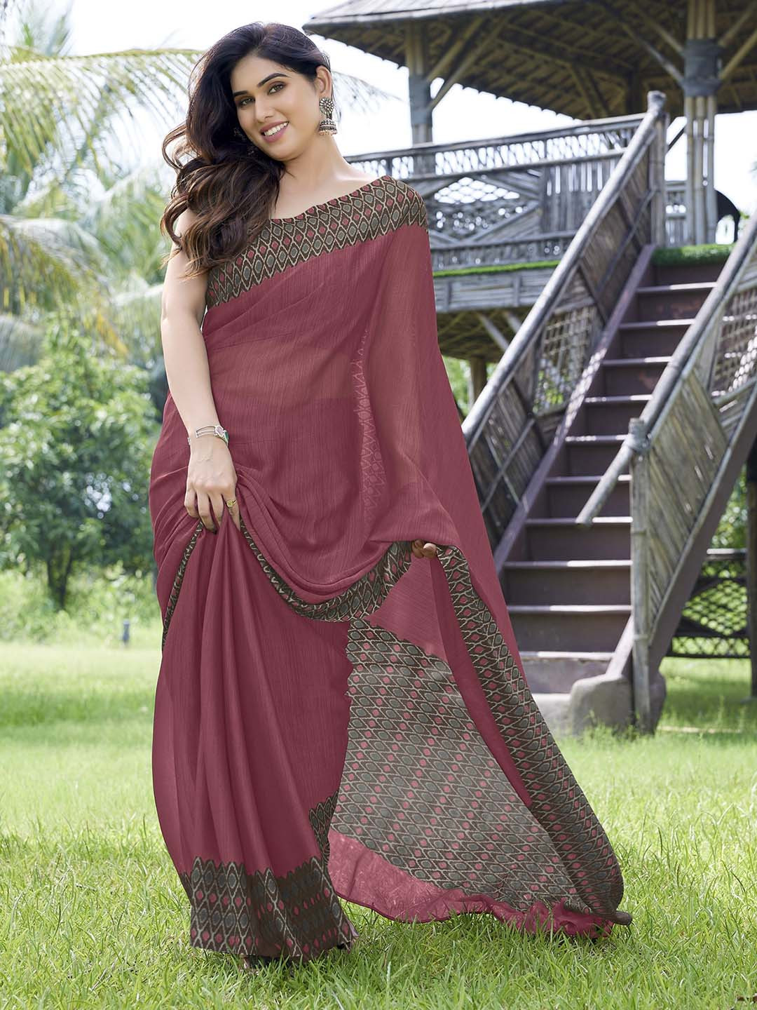 KALINI Pink & Blue Saree