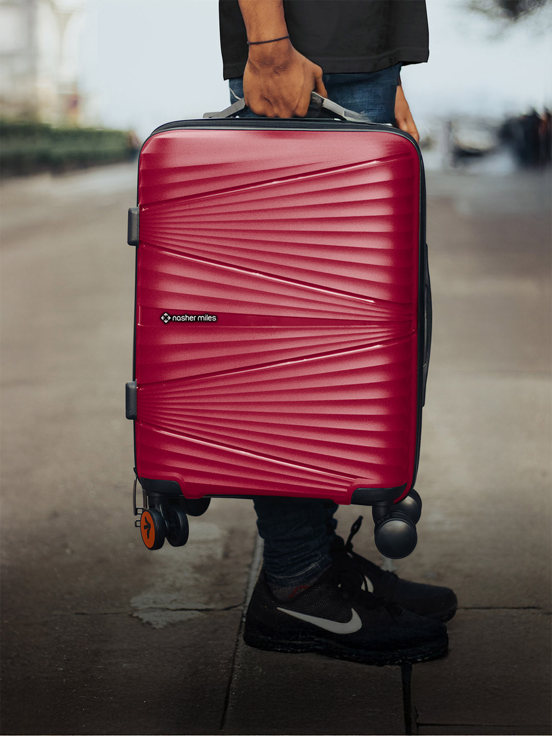 Nasher Miles Maroon Textured Trolley Bags