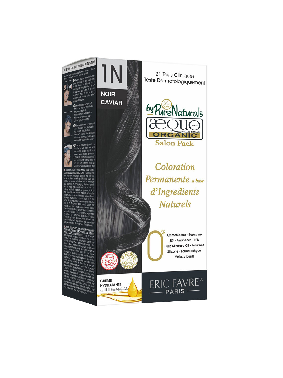 Aequo Organic Permanent Cream Hair Color 120 ml - Caviar Jet Black 1N