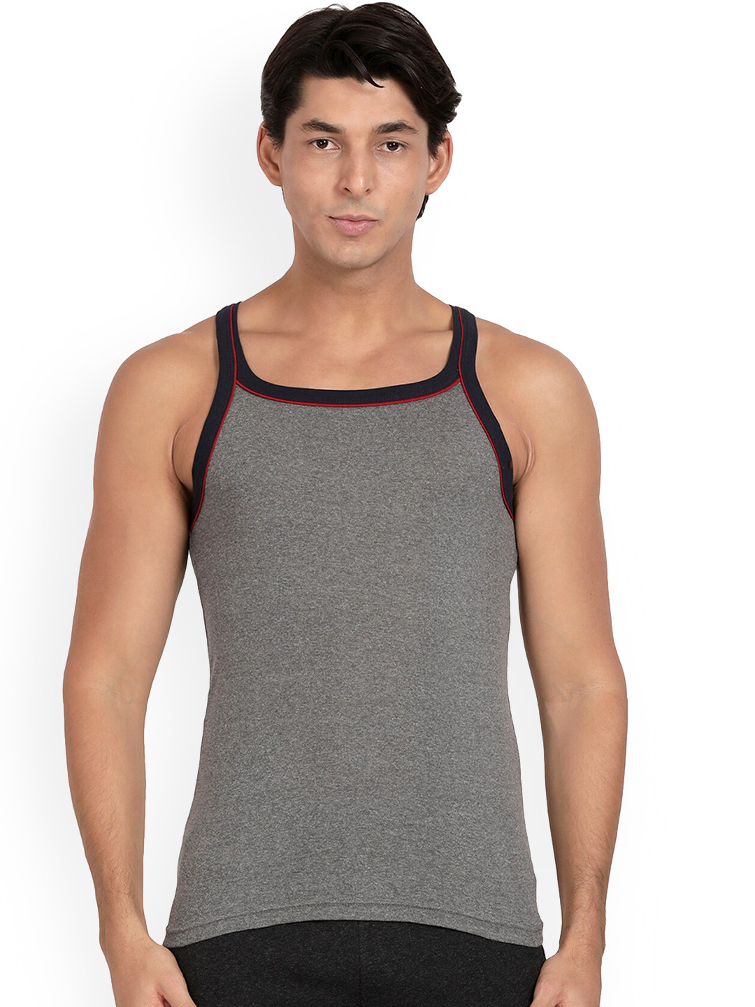 Pepe Jeans Men Anthra Grey & Melange Grey Solid Cotton Innerwear Vests