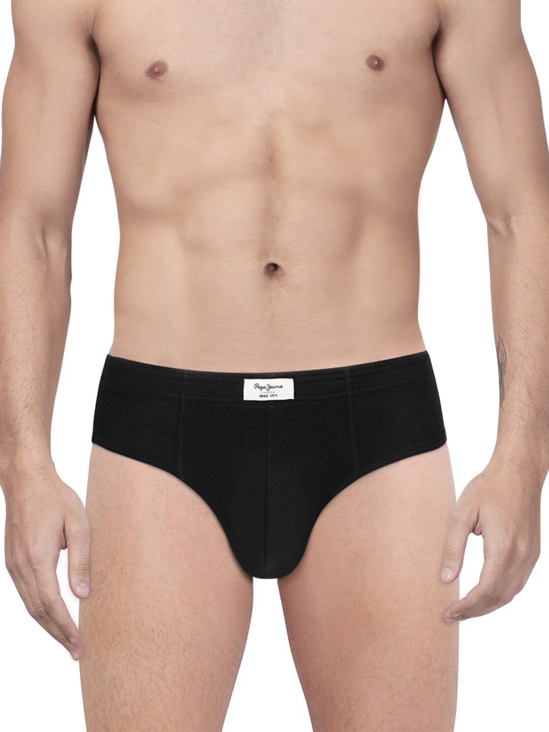 Pepe Jeans Men Black Solid Cotton Anti Microbial Basic Briefs CLB01-03
