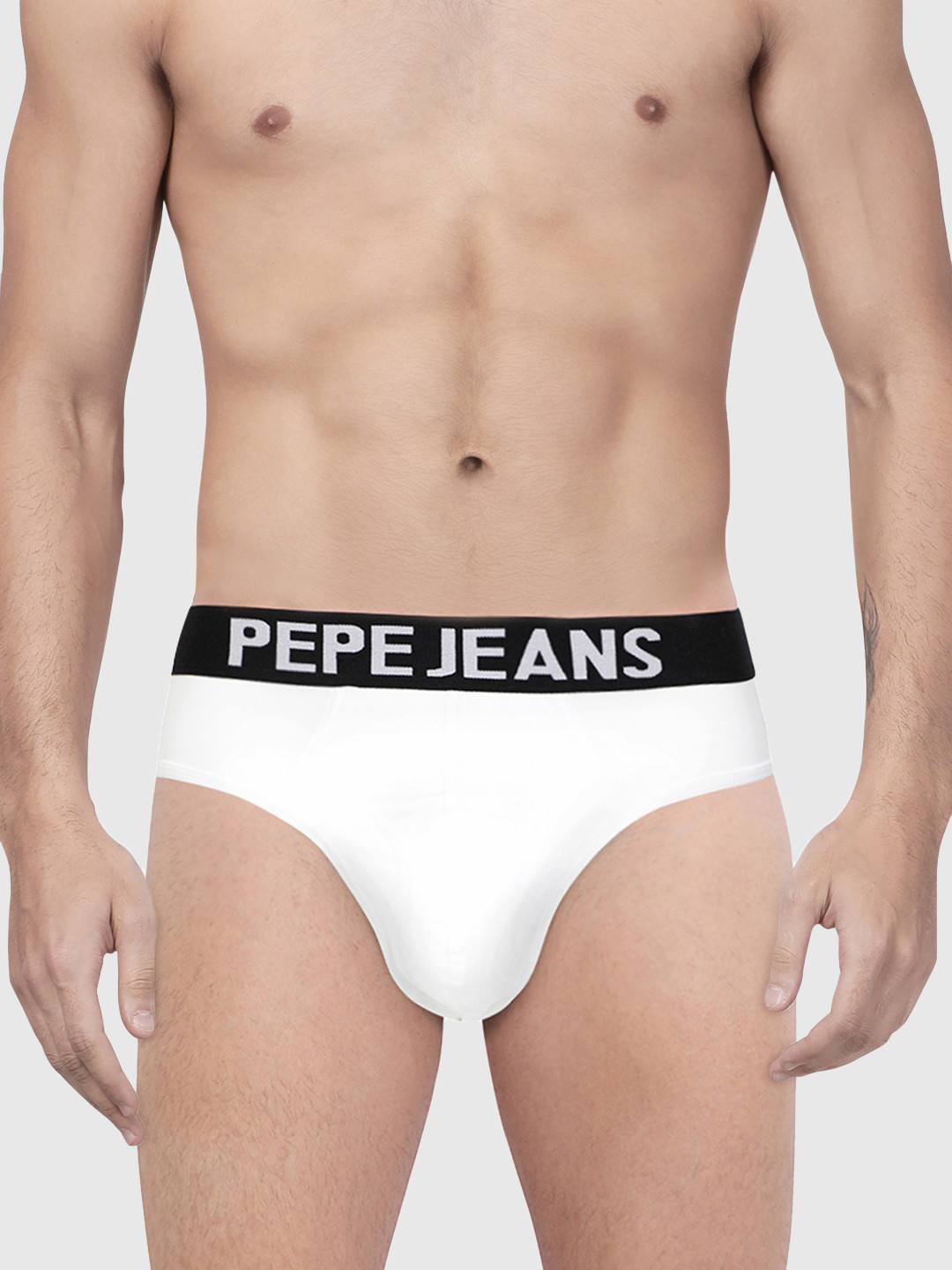 Pepe Jeans Men White Solid Cotton Hipster Briefs BGB01-WHITE-S