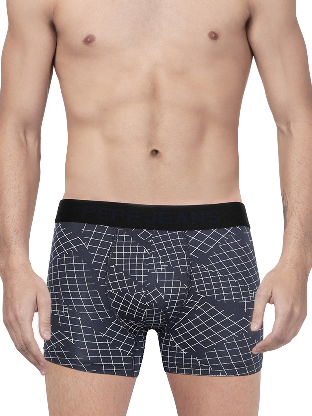 Pepe Jeans Men Blue Printed Pure Cotton Low-Rise Hipster Briefs