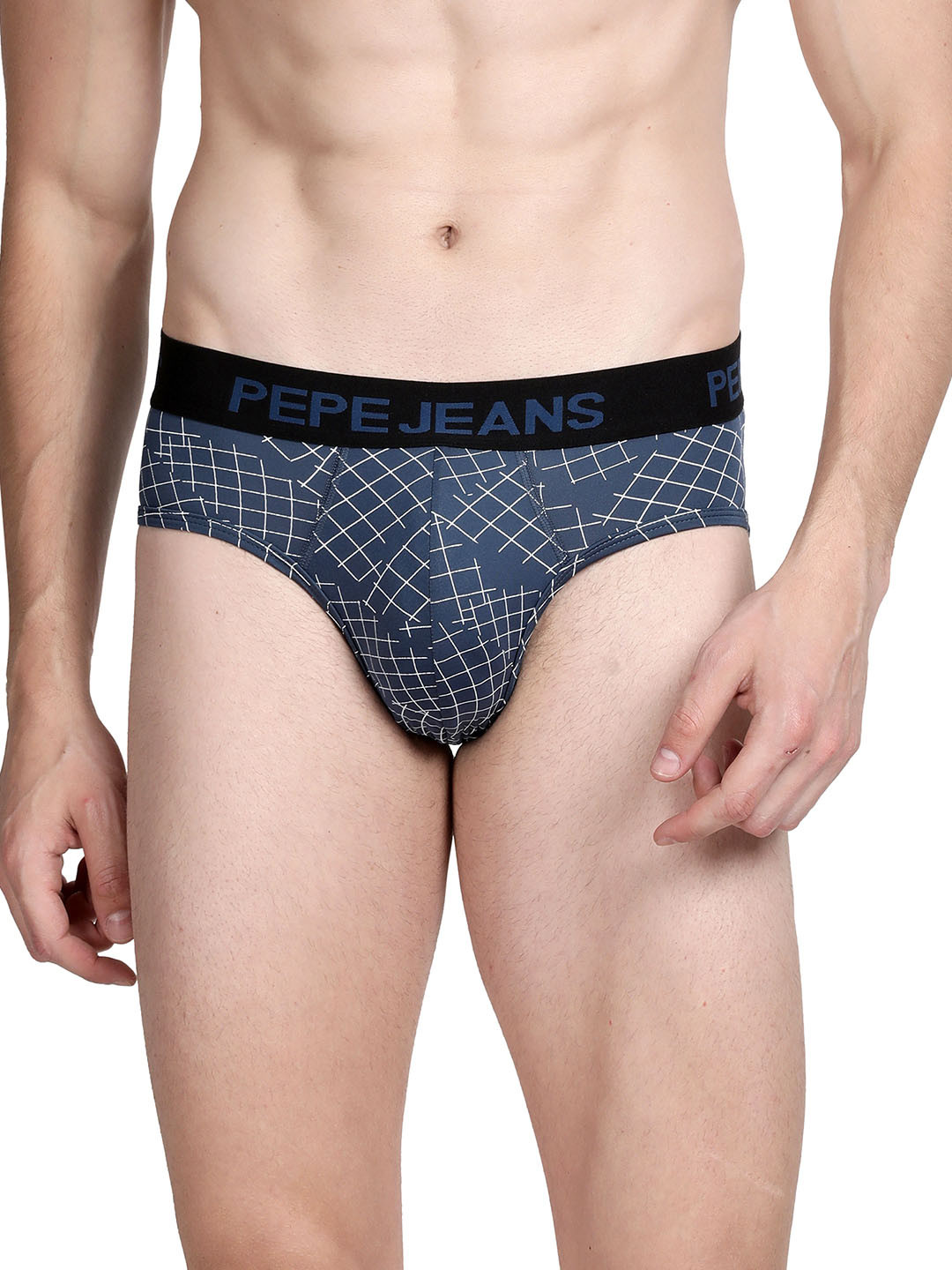 Pepe Jeans Men Teal Geometric Pure Cotton Low-Rise Hipster Briefs