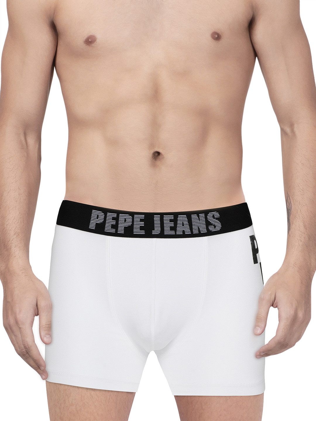 Pepe Jeans Men White Solid Cotton Short Trunk OPT07-WHITE-XL