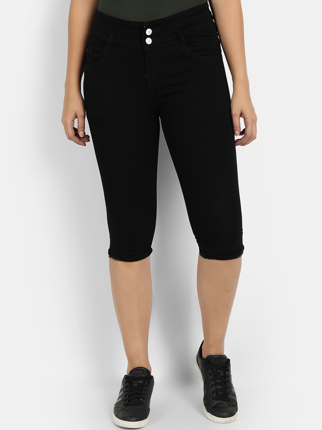 BROADSTAR Women Black Capris - Skinny Fit
