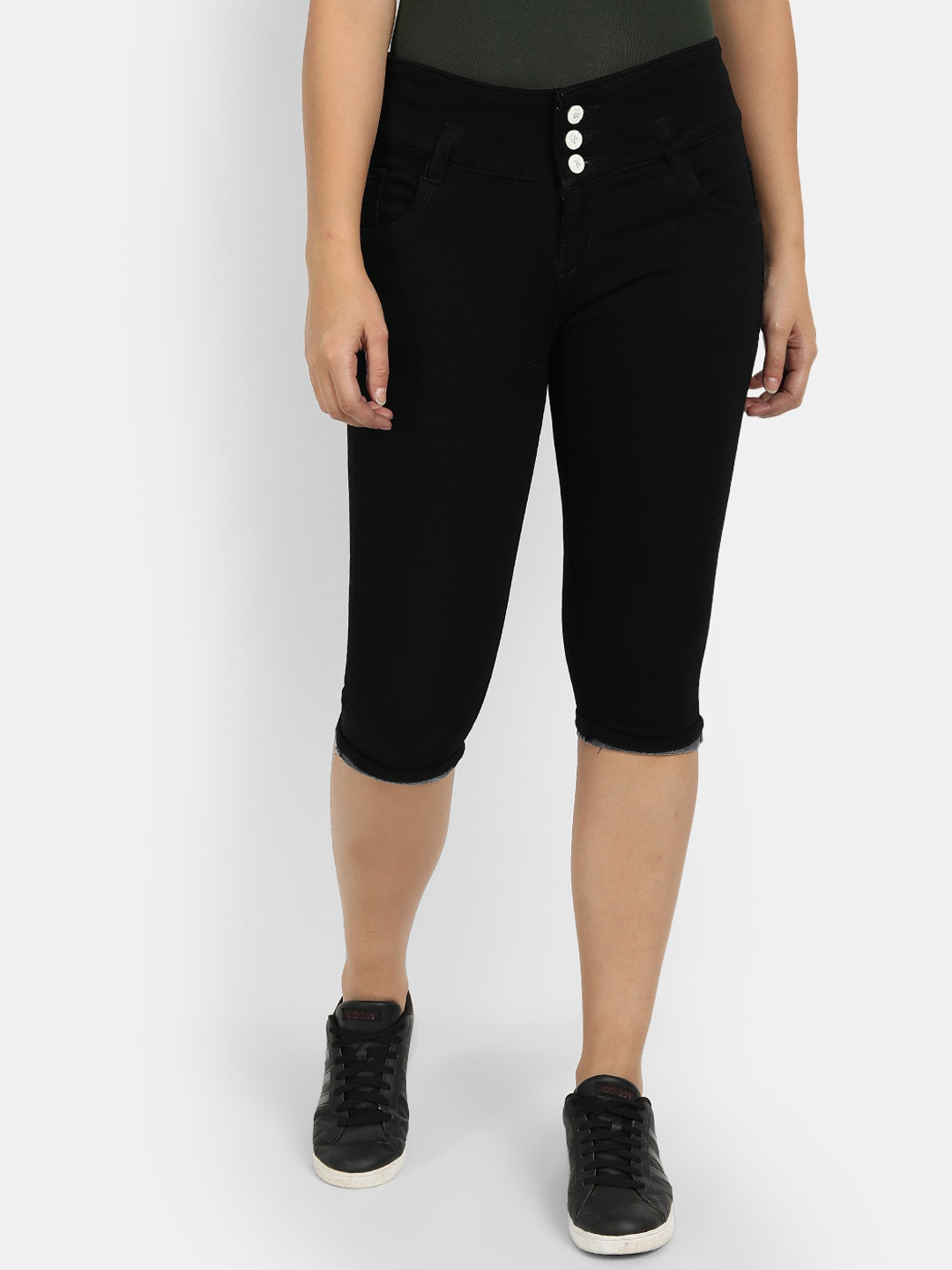 BROADSTAR Women Black Capris - Skinny Fit