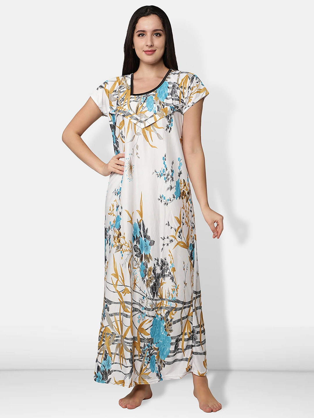 Be You White Printed Feeding Nightdress