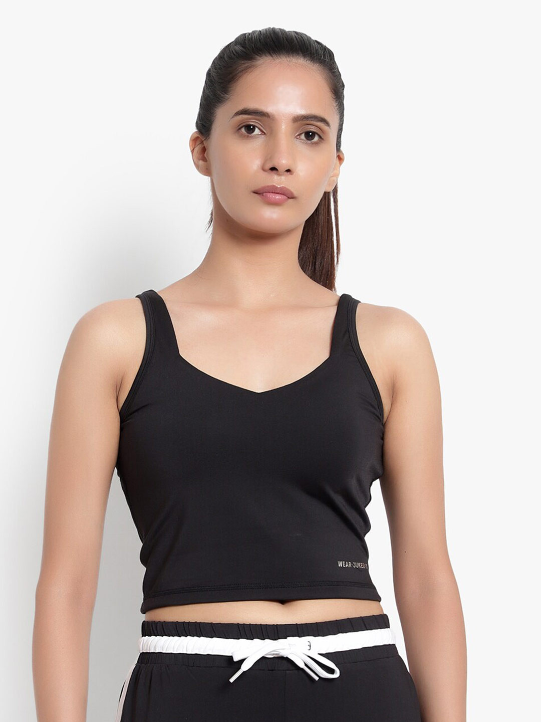 Wearjukebox Women Black Tank Crop Top