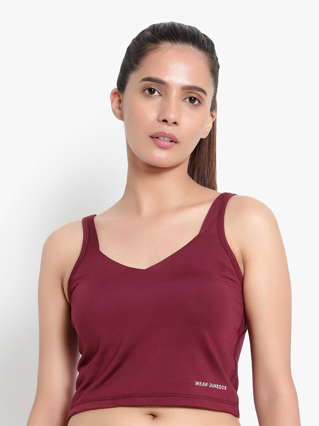 Wearjukebox Maroon Tank Crop Top