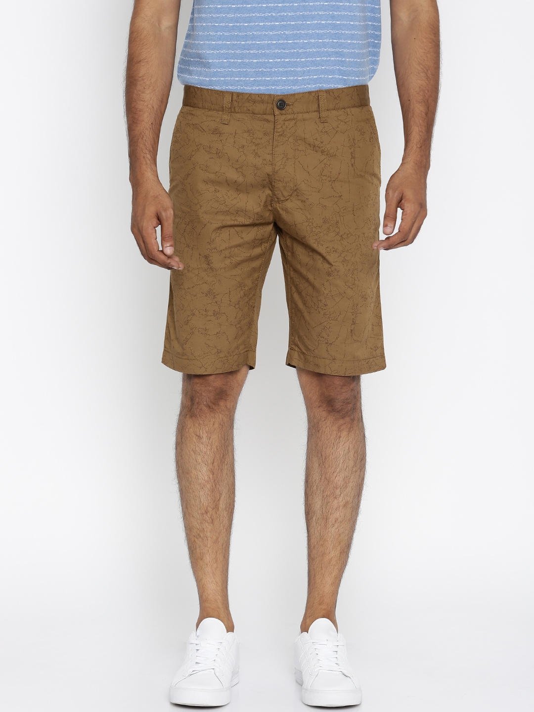 Buy Indian Terrain Men Brown Printed Slim Fit Shorts Shorts For