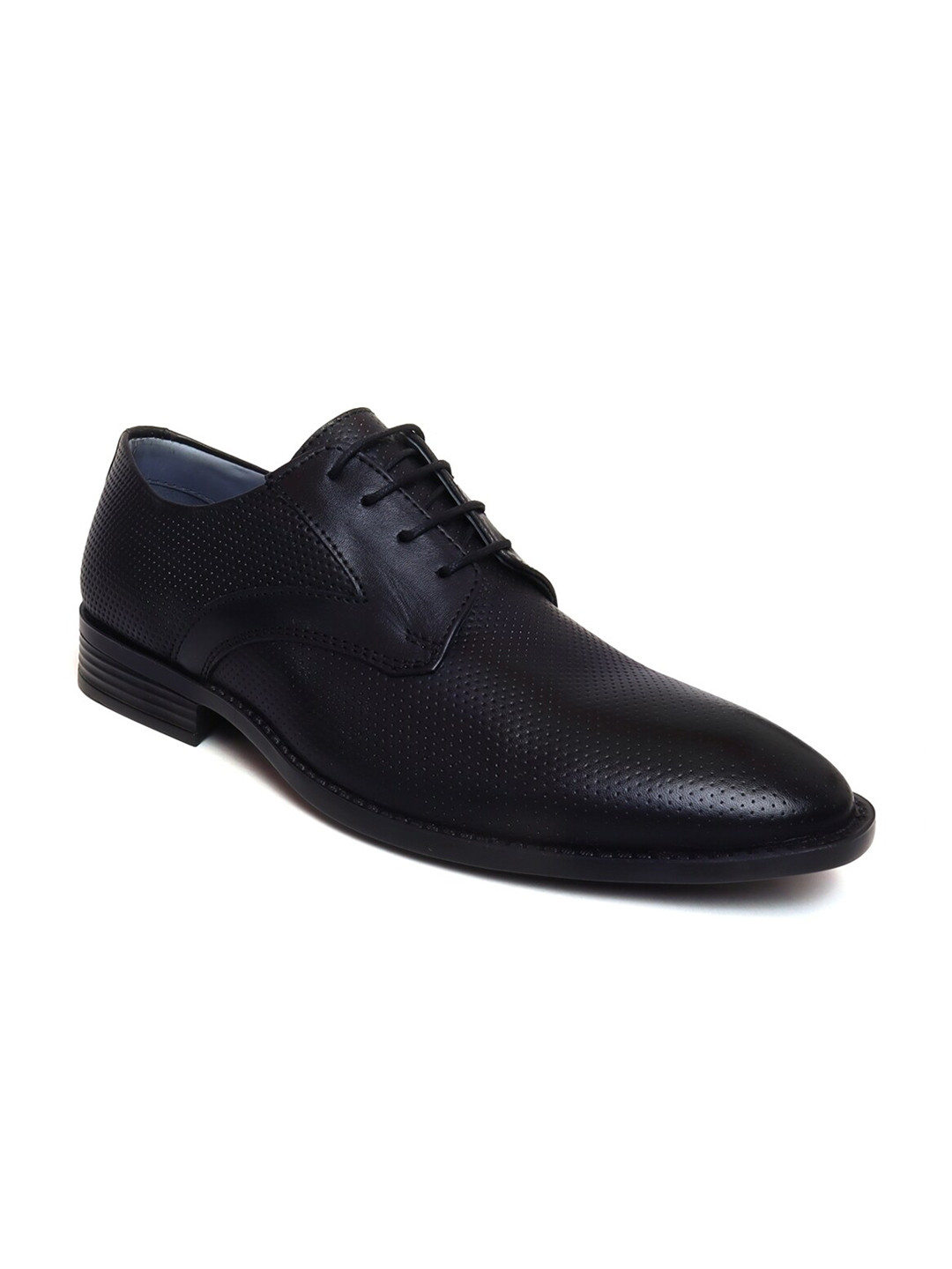 Zoom Shoes Men Black Textured Leather Formal Shoes
