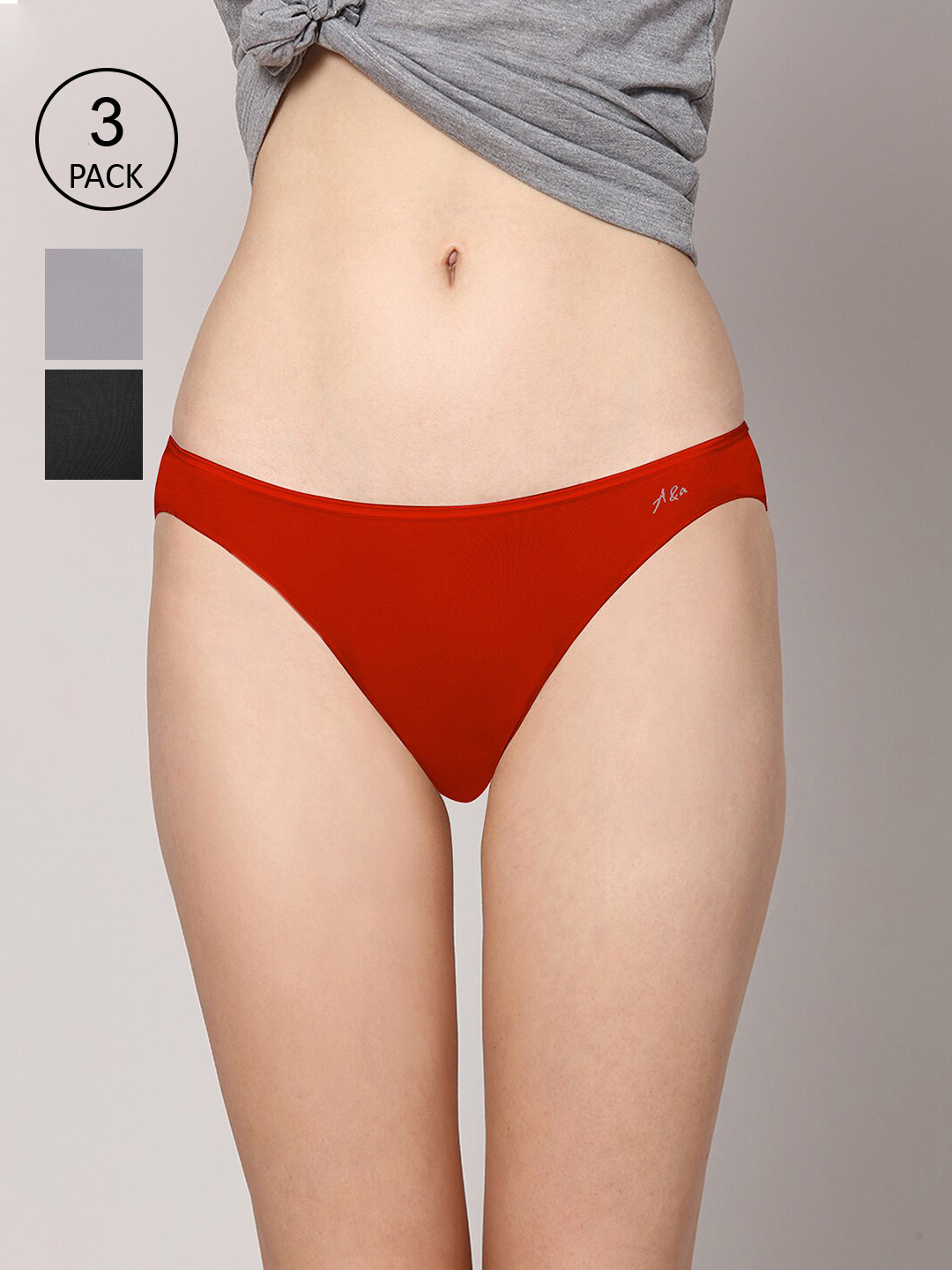 AshleyandAlvis Women Pack of 3 Anti-Bacterial Bamboo MicroModal Bikini AA-BK-EB-MG-SR