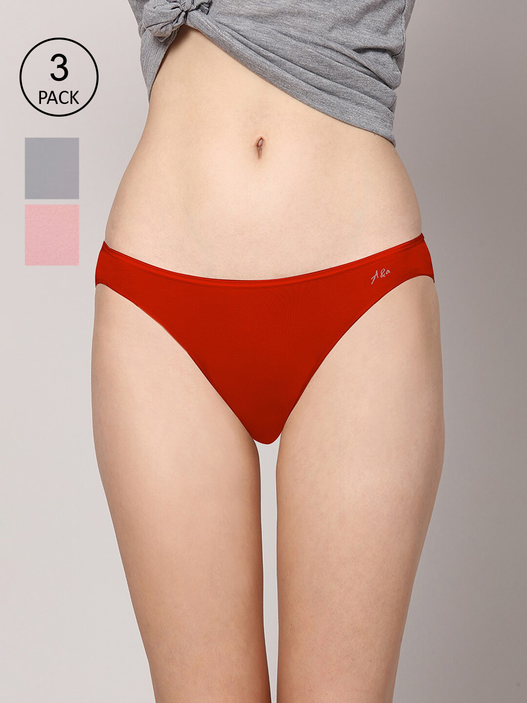 AshleyandAlvis Women Pack of 3 Anti-Bacterial Bamboo MicroModal Bikini AA-BK-MG-BP-SR