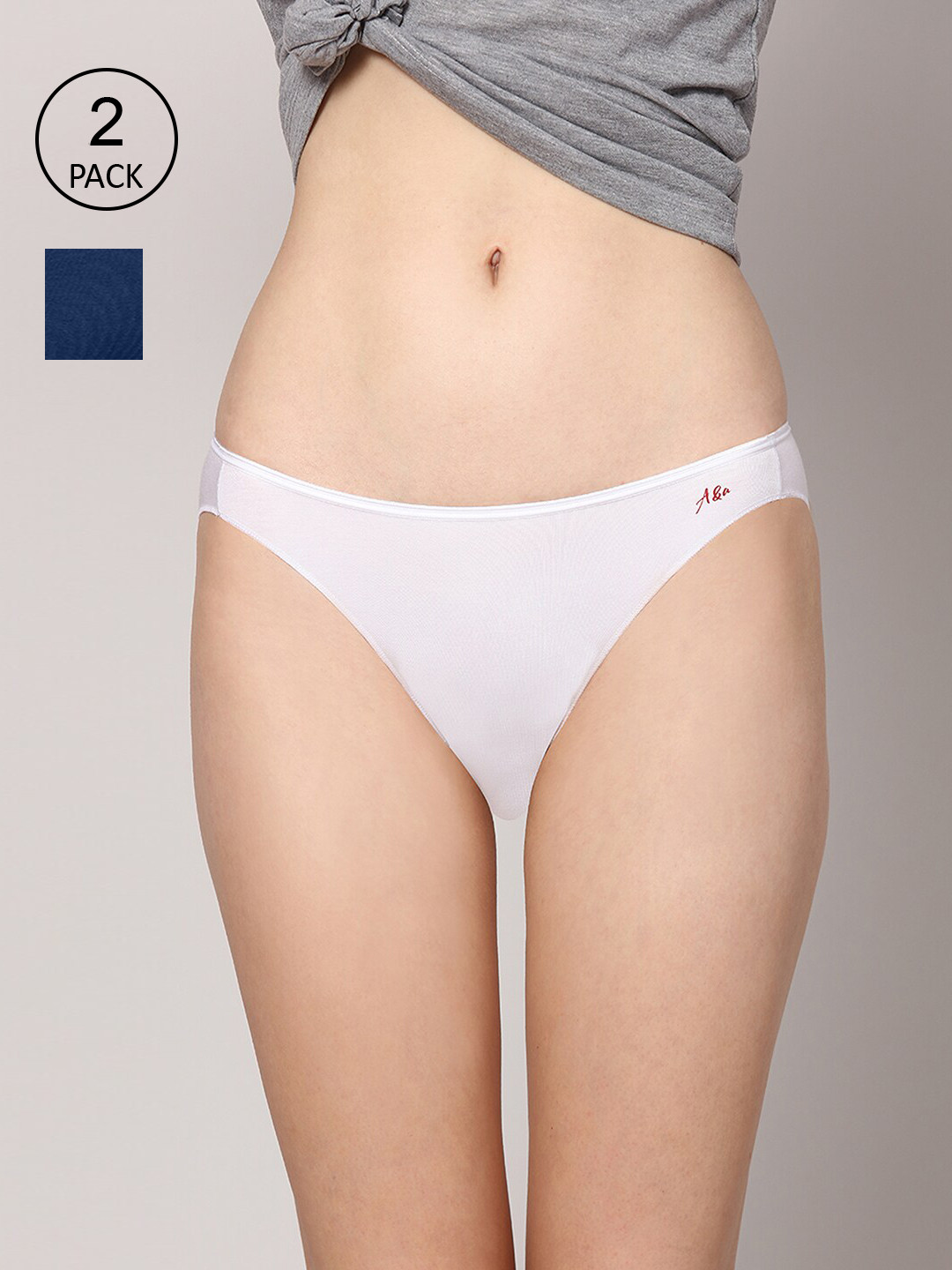 AshleyandAlvis Women Pack of 2 Solid Anti-Bacterial Bamboo MicroModal Bikini AA-BK-SW-CB