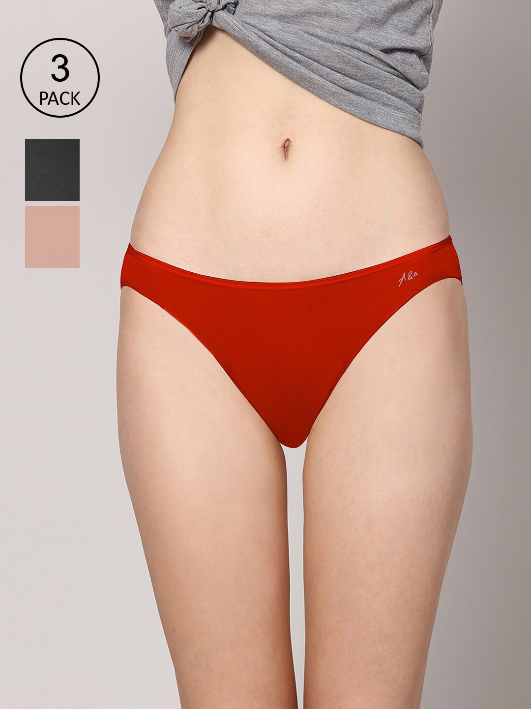 AshleyandAlvis Women Pack of 3 Anti-Bacterial Bamboo MicroModal Bikini AA-BK-EB-AN-SR