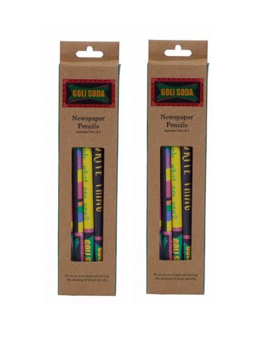 GOLI SODA Set Of 10 Multicolored Newspaper Pencils