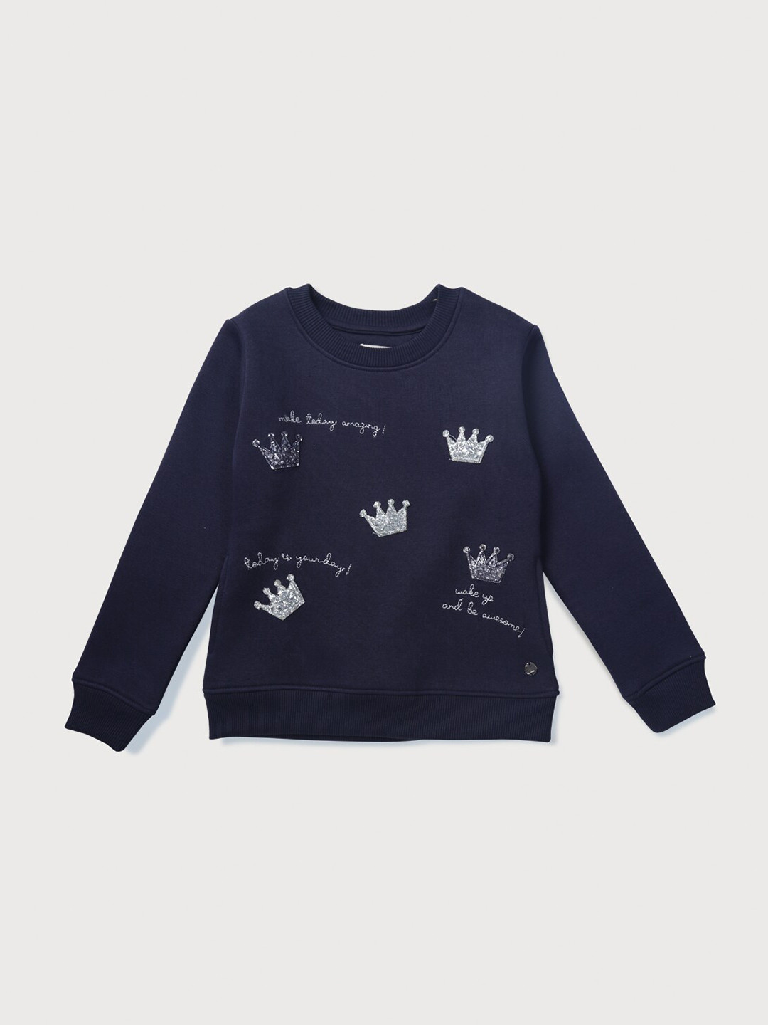 Gini and Jony Girls Navy Blue Applique Sweatshirt