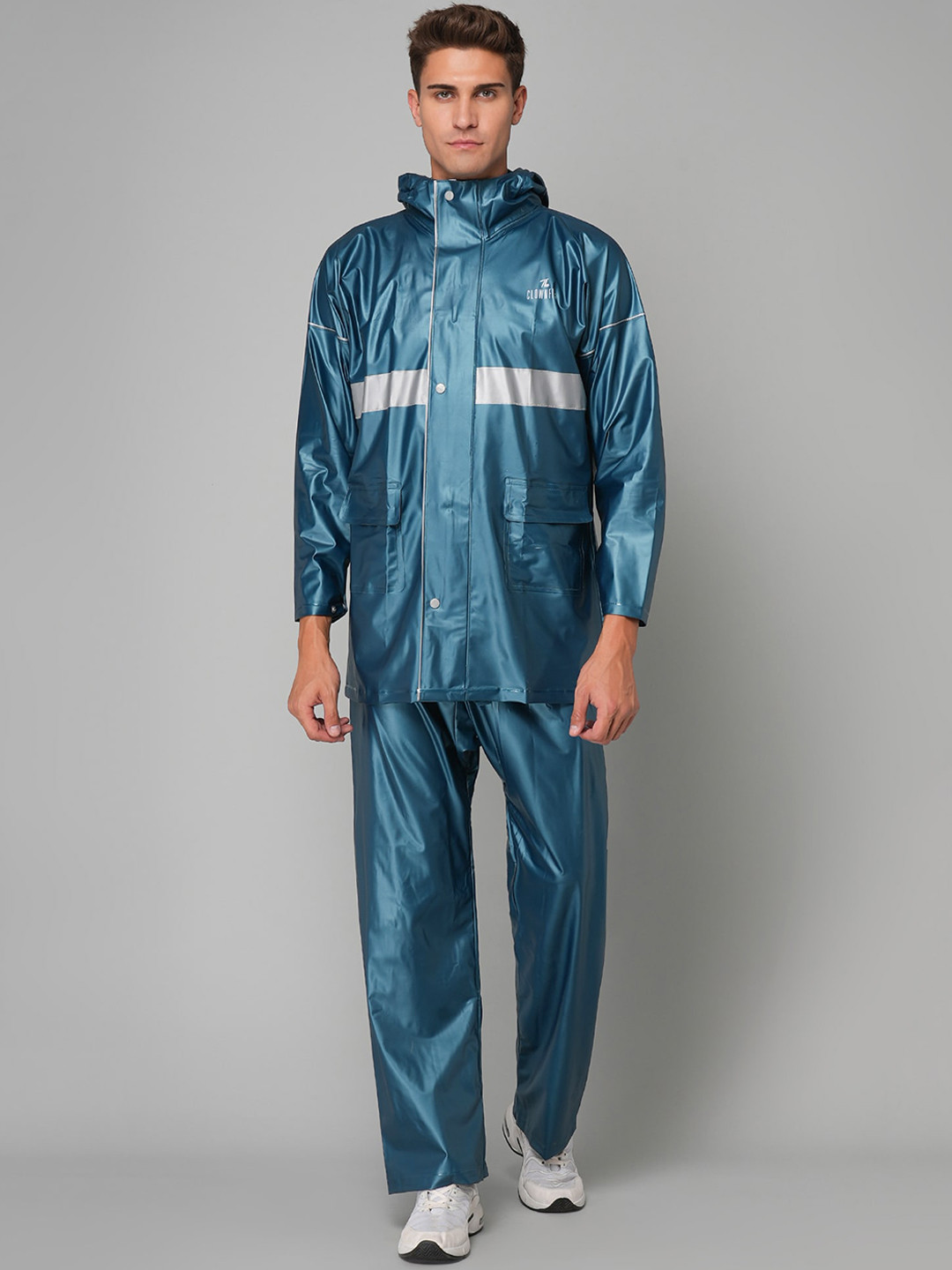 THE CLOWNFISH Azure Pro Blue Solid Waterproof Rain Suit