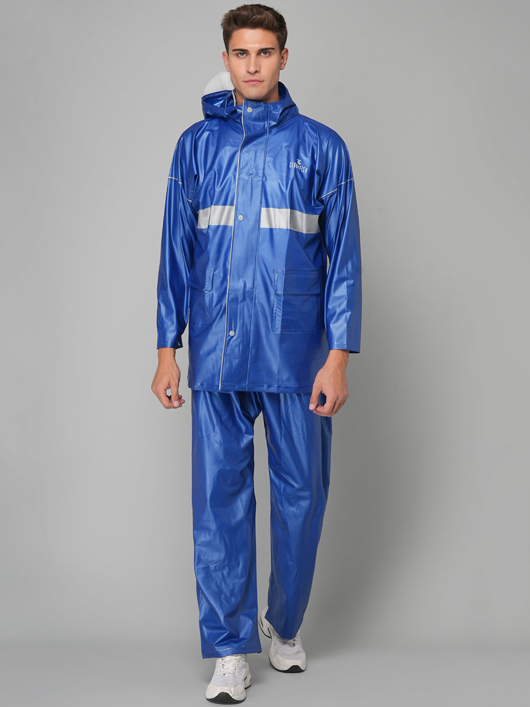 THE CLOWNFISH Azure Pro Blue Solid Waterproof Rain Suit