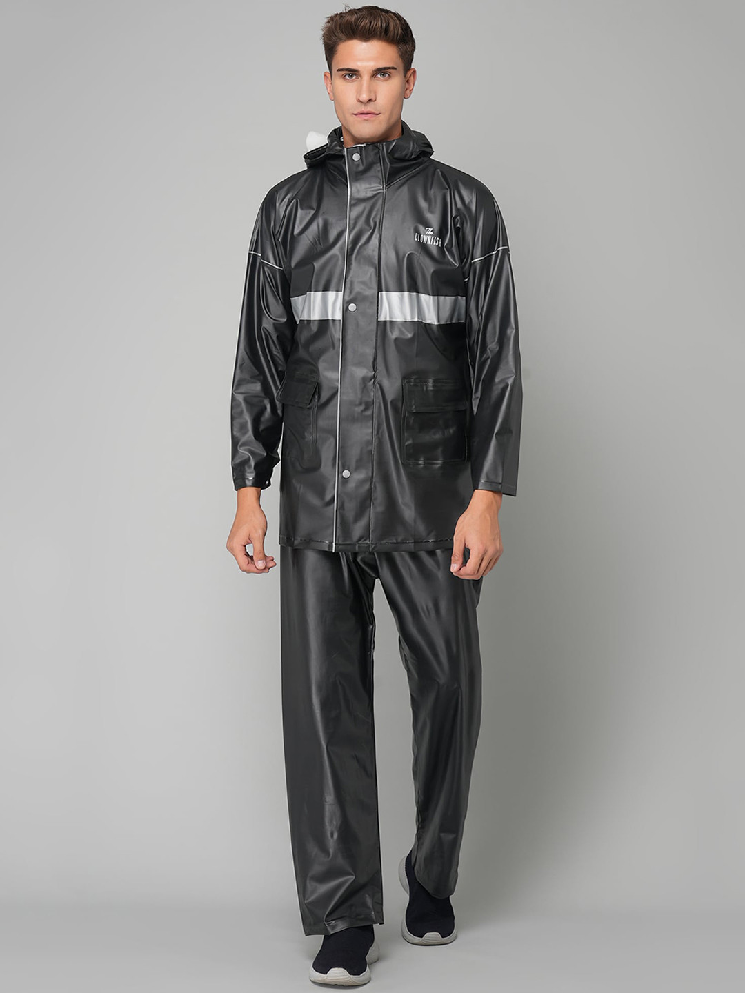 THE CLOWNFISH Azure Pro Black Solid Rain Suit