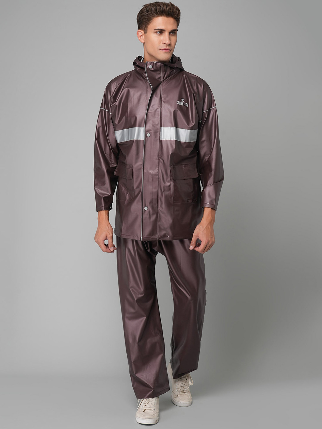 THE CLOWNFISH Azure Pro Brown Solid Waterproof Rain Suit