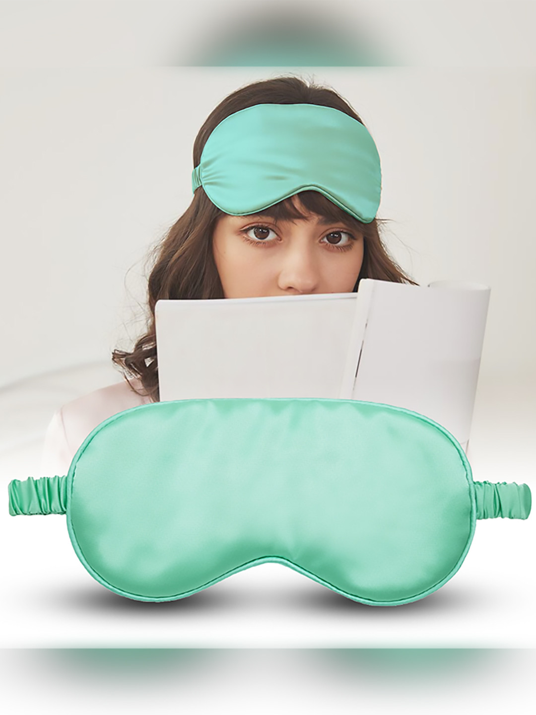 JENNA Sea Green Solid Silk Finish Sleeping Eye Mask