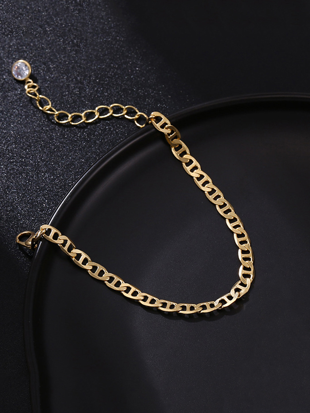Yellow Chimes Gold-Plated Chain Designed Anklets