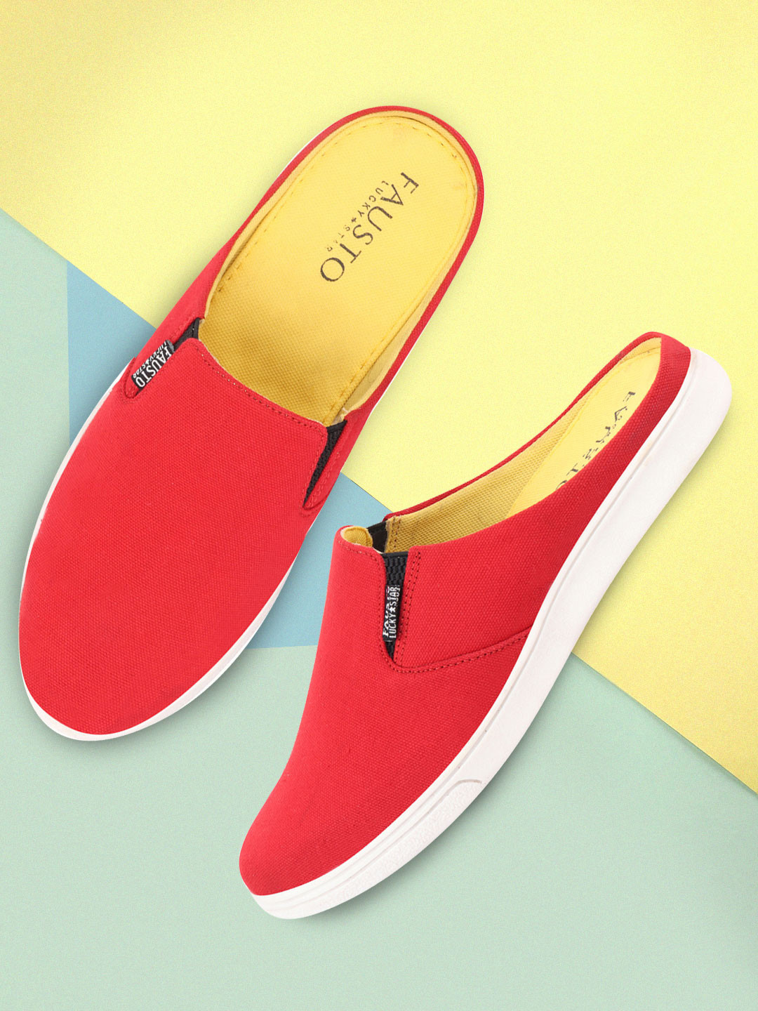 FAUSTO Men Red Casual Slip On Mules