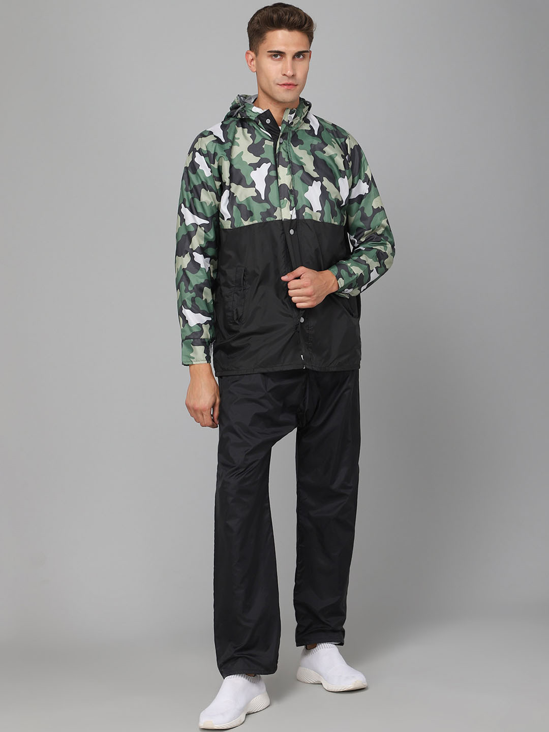 THE CLOWNFISH Napoleon Men Black Printed Rain Suit