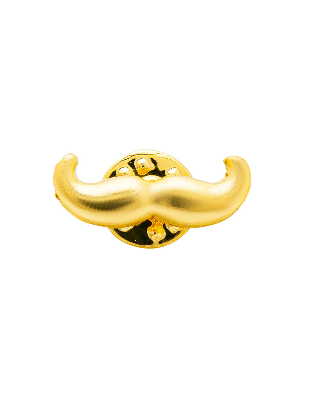 bodha Men Silver-Plated Gold-Toned Moustache-Shaped Brooch
