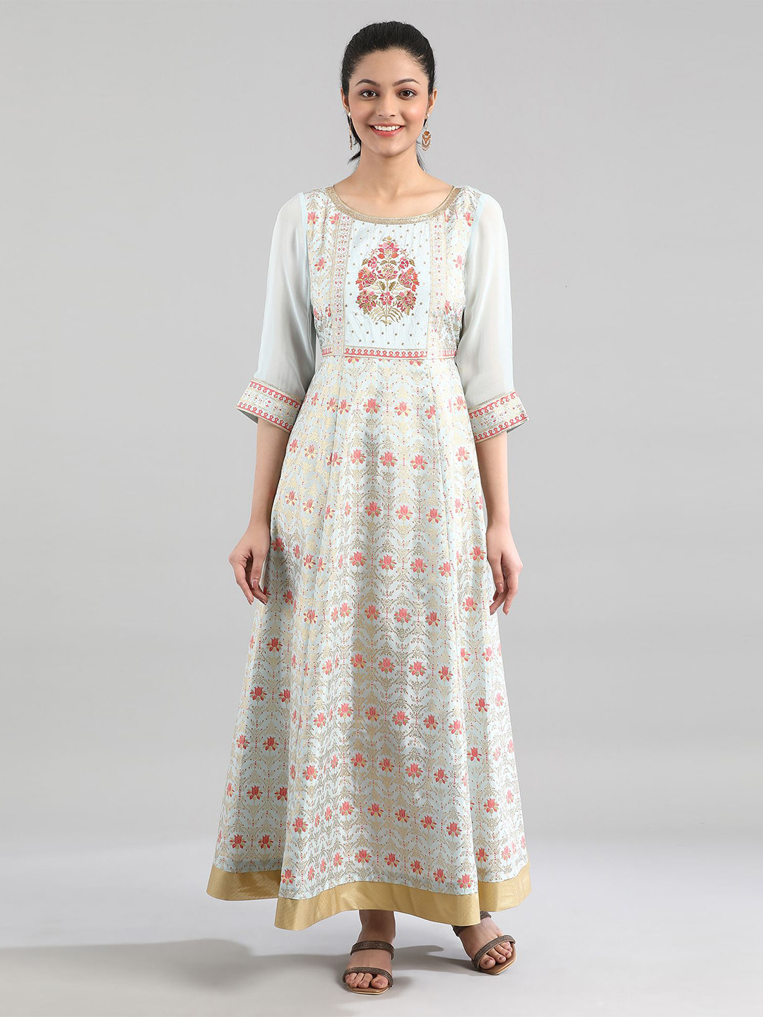 AURELIA Aqua Blue Floral Maxi Dress