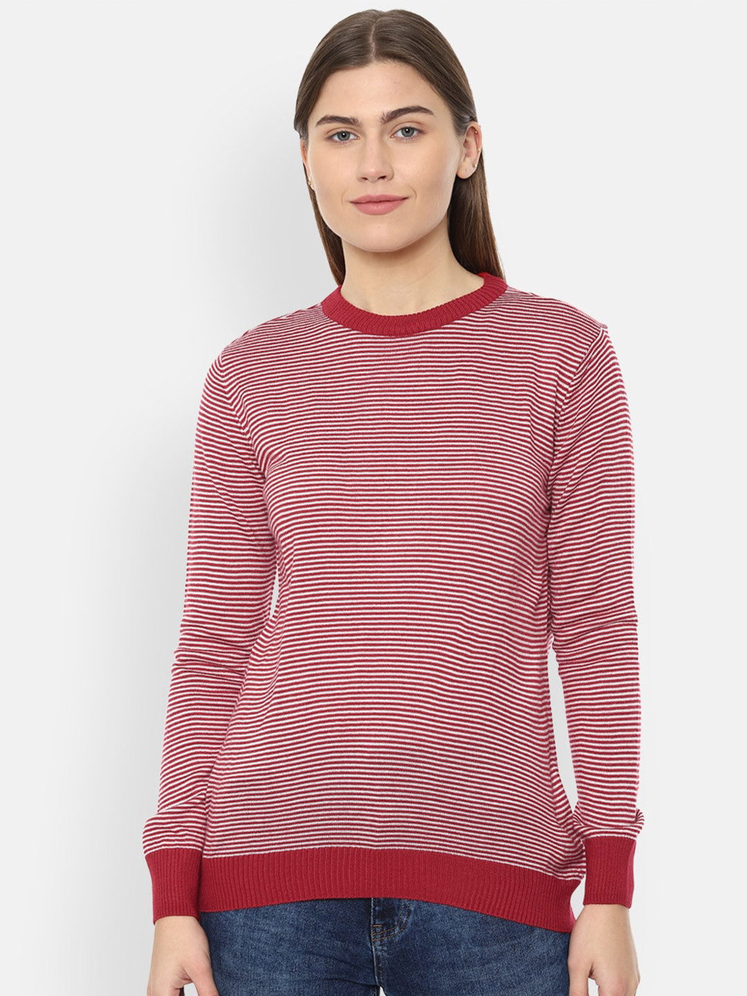 Van Heusen Woman Women Red Striped Pullover