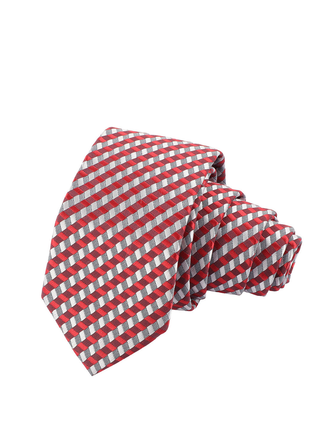 Alvaro Castagnino Men Red & White Checked Skinny Tie