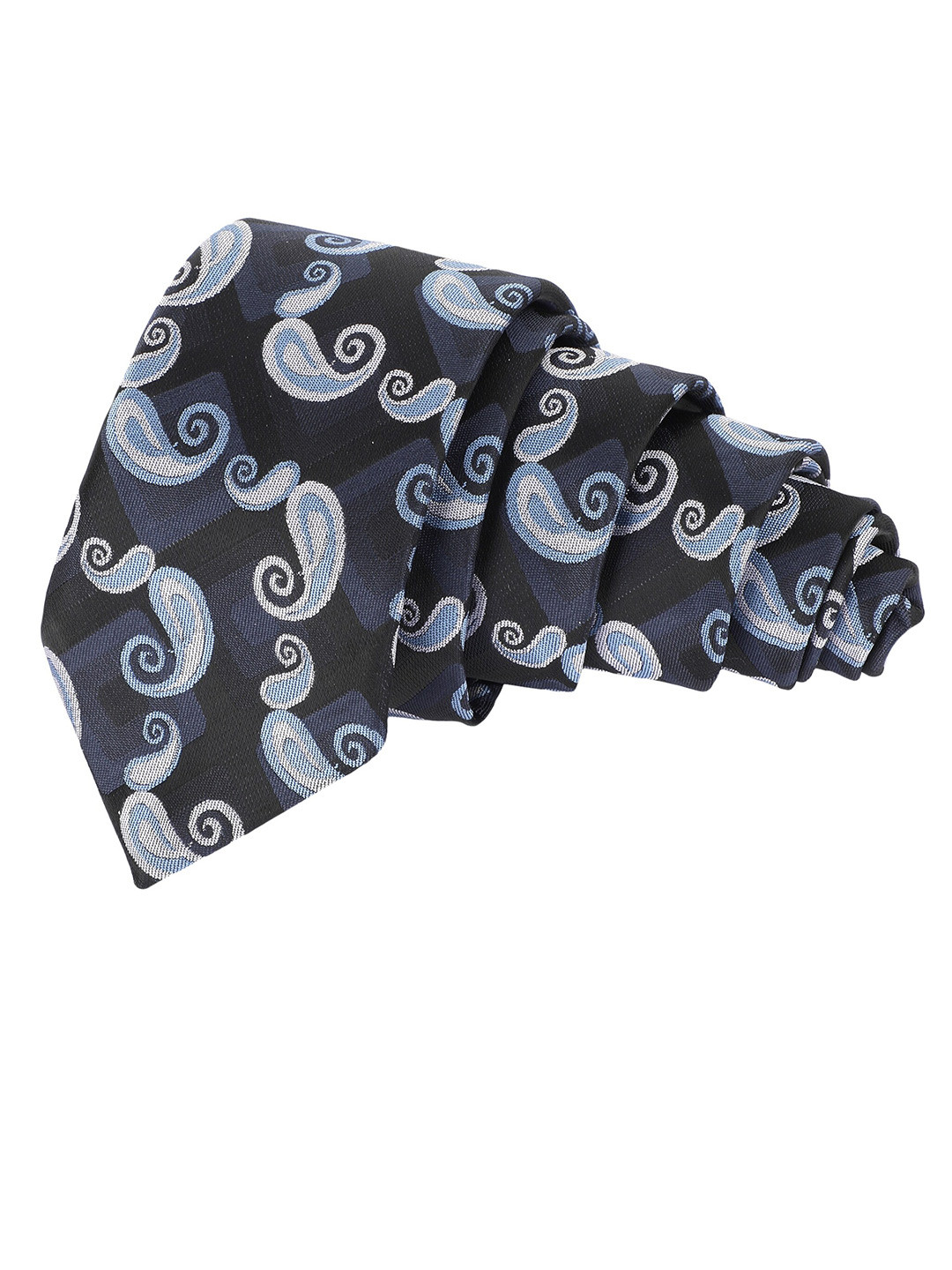 Alvaro Castagnino Men Black & Blue Woven Design Skinny Necktie