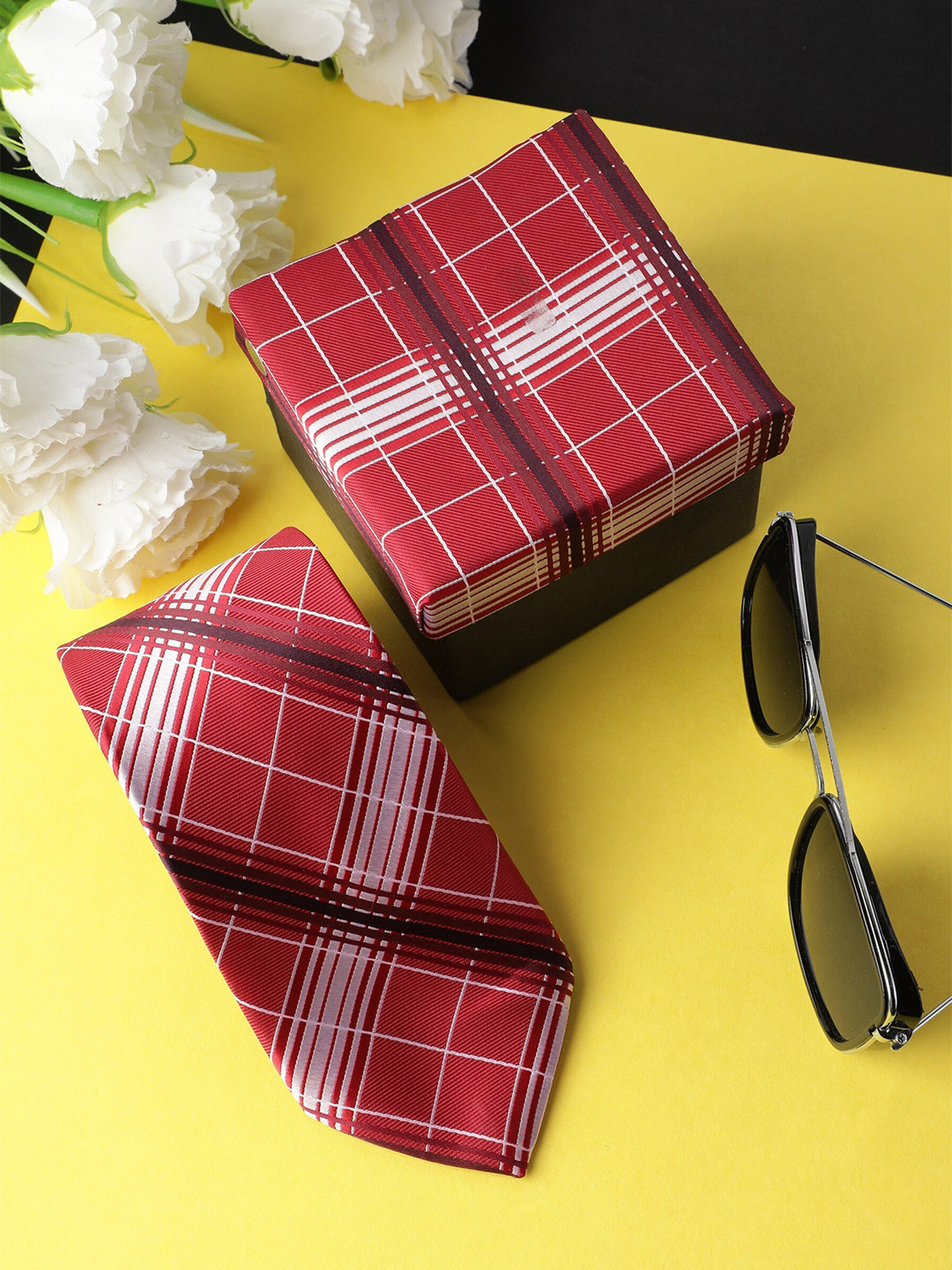 Alvaro Castagnino Men Red Checked Necktie