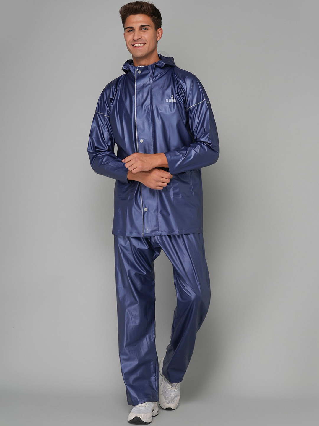 THE CLOWNFISH Oceanic Pro Blue Solid Waterproof Double Layered Raincoat