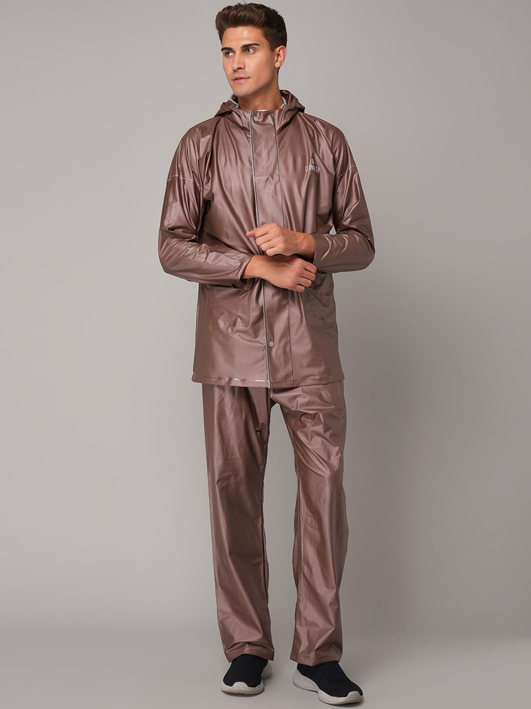 THE CLOWNFISH Oceanic Pro Brown Solid Waterproof and Seam Sealed Rain Suit