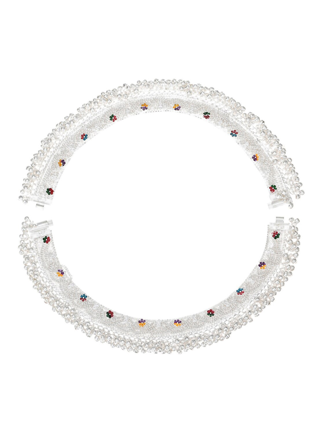 AanyaCentric Women Silver-Plated White Metal Bridal Anklets Payal Pair