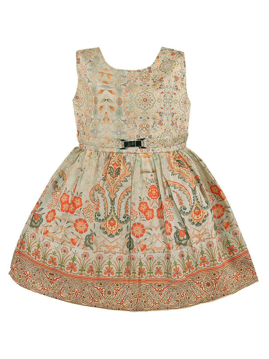 Wish Karo Orange Floral Frock Dress