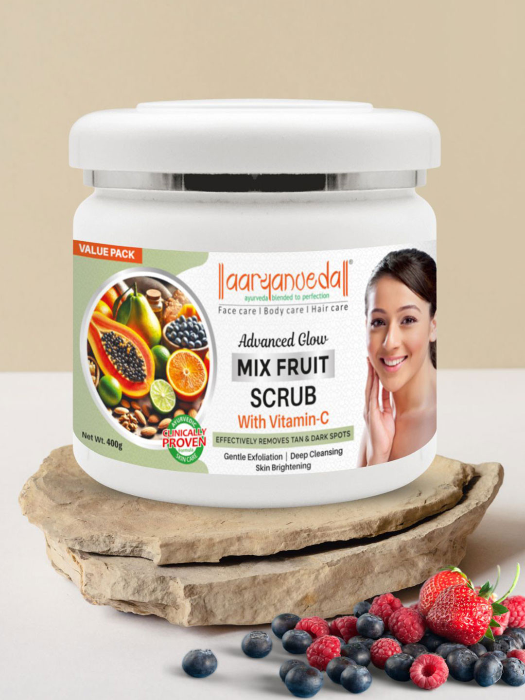 Aryanveda Mix Fruit Scrub To Remove Dead Skin & Cleans Skin Deeply - 400 g