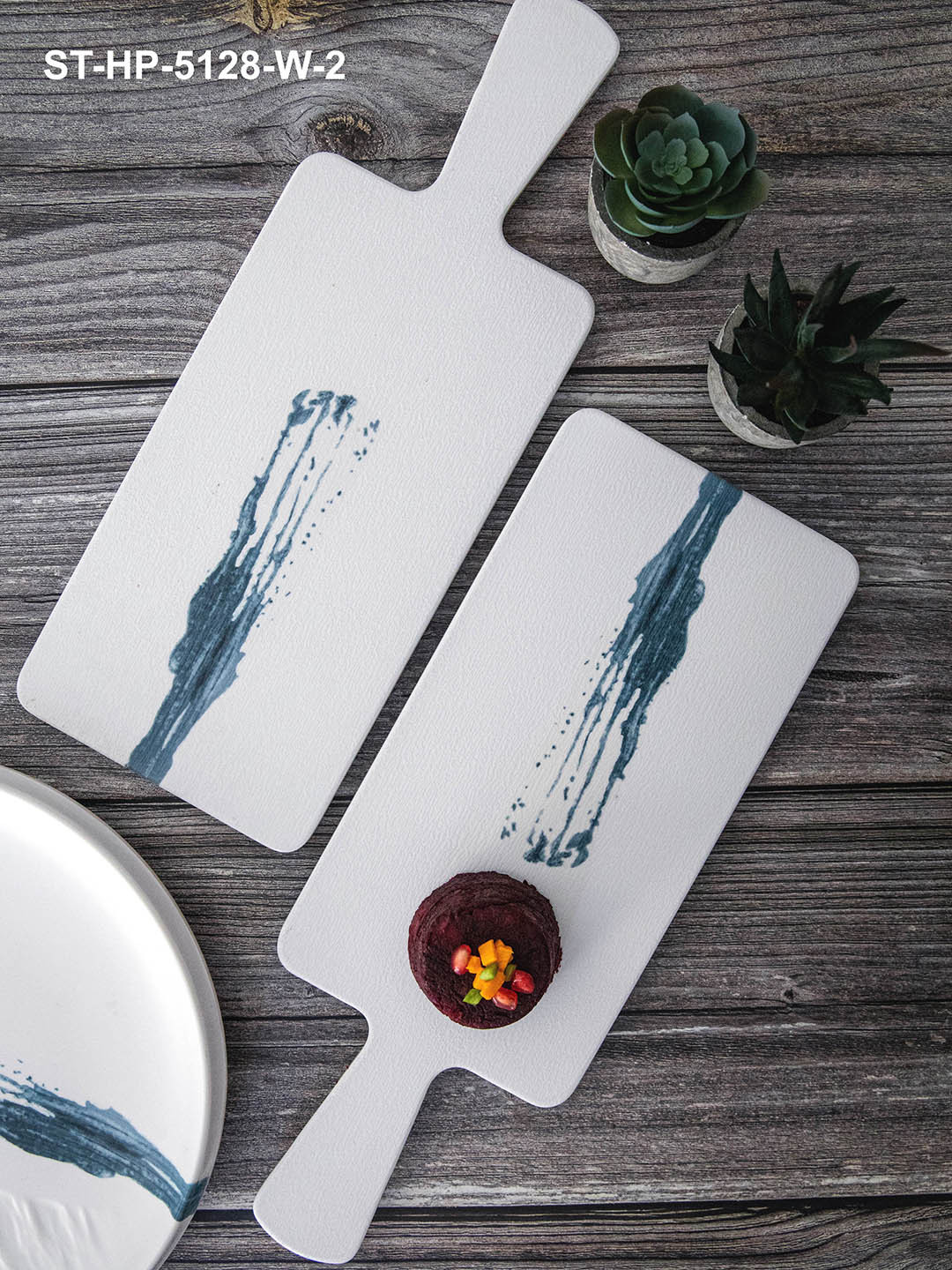 Stehlen Set Of 2 White Solid Bat Serving Platter