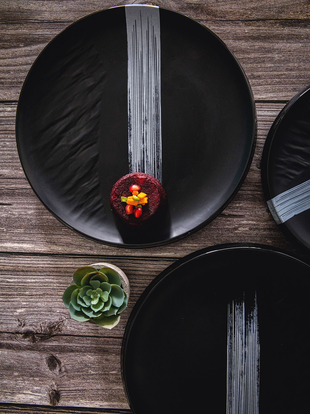 Stehlen Set of 2 Black Solid Melamine Decorative Medium Snack Platter