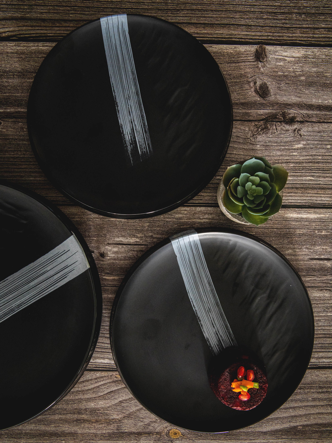 Stehlen Set Of 2 Black Melamine Snack Platter