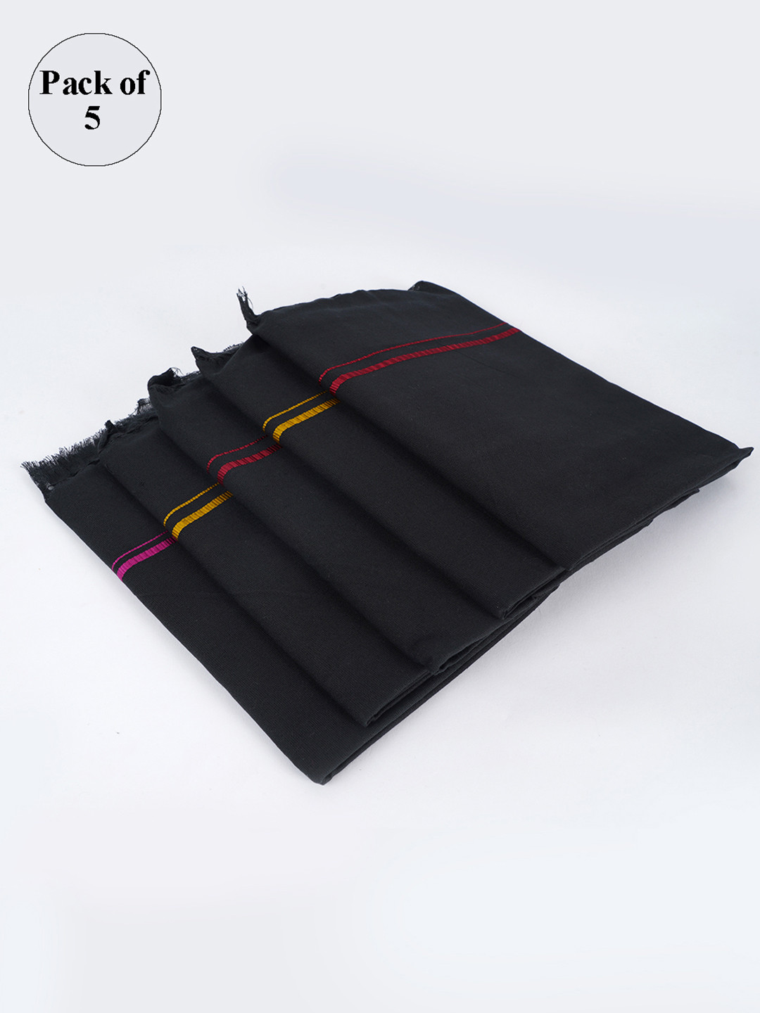 Ramraj Pack of 5 Pure cotton Solid Black 150 GSM Towel Set