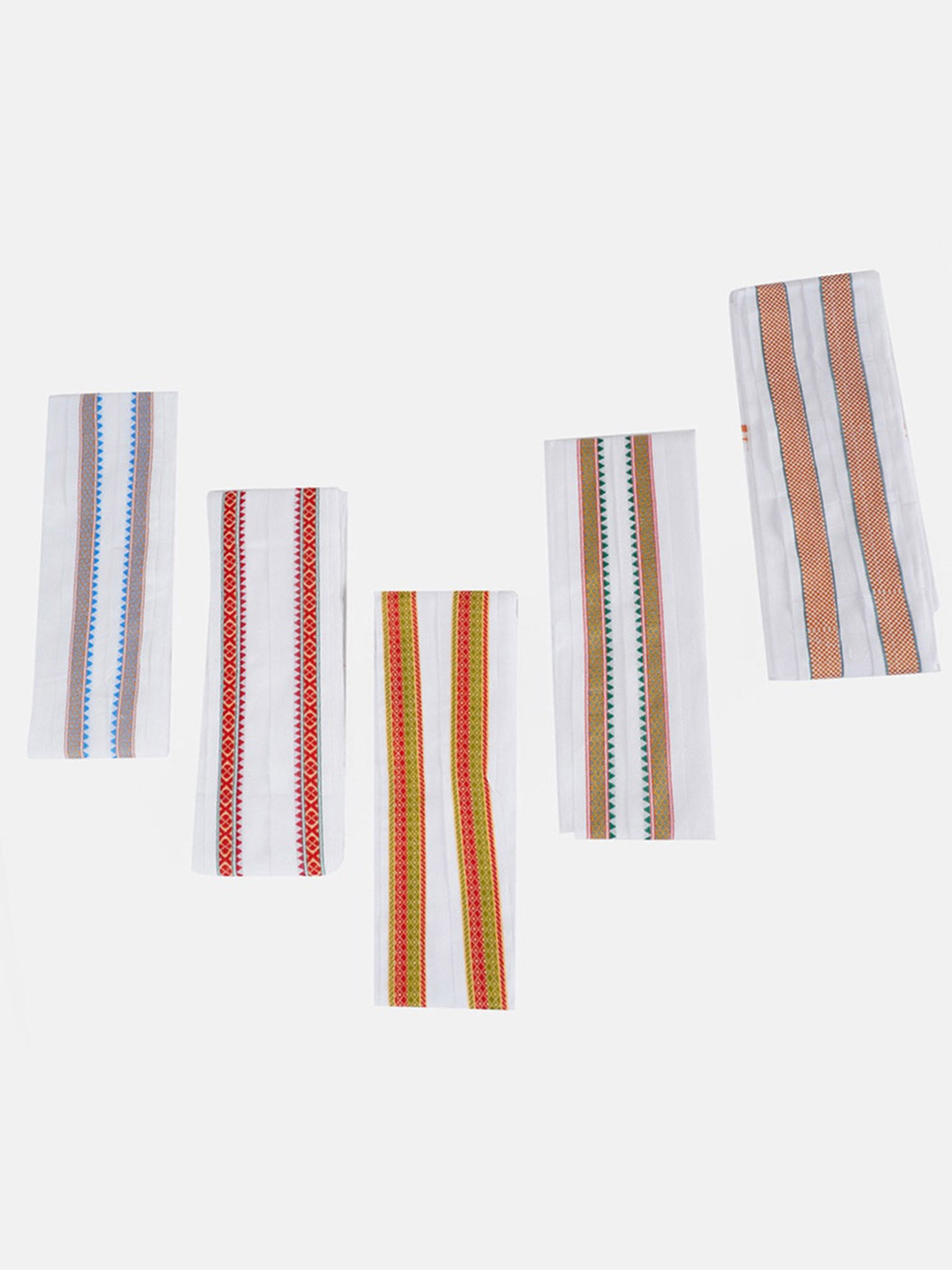Ramraj Pack of 5 Pure cotton Printed White 120 GSM Towel Set