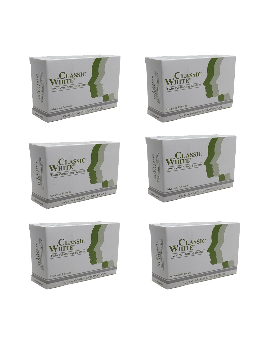 Classic White Adults Set of 6 Twin Whitening Soaps - 85g each