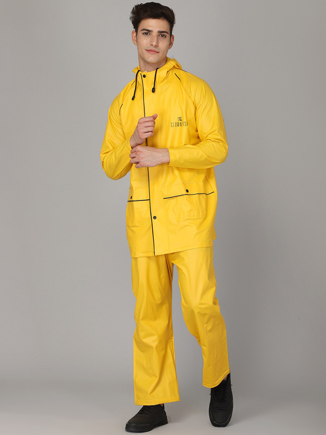 THE CLOWNFISH Roberto Yellow Solid Waterproof Rain Suit